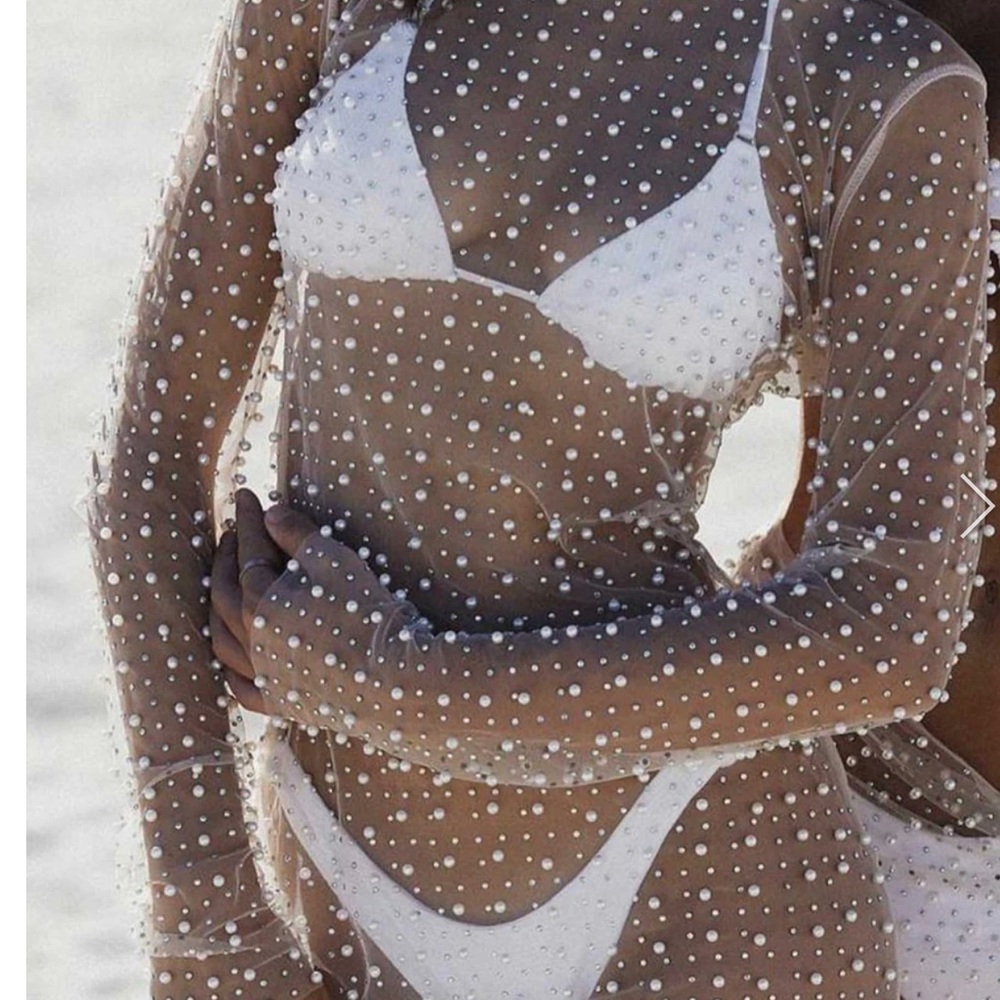Mesh Full Pearl Cover-up Dress